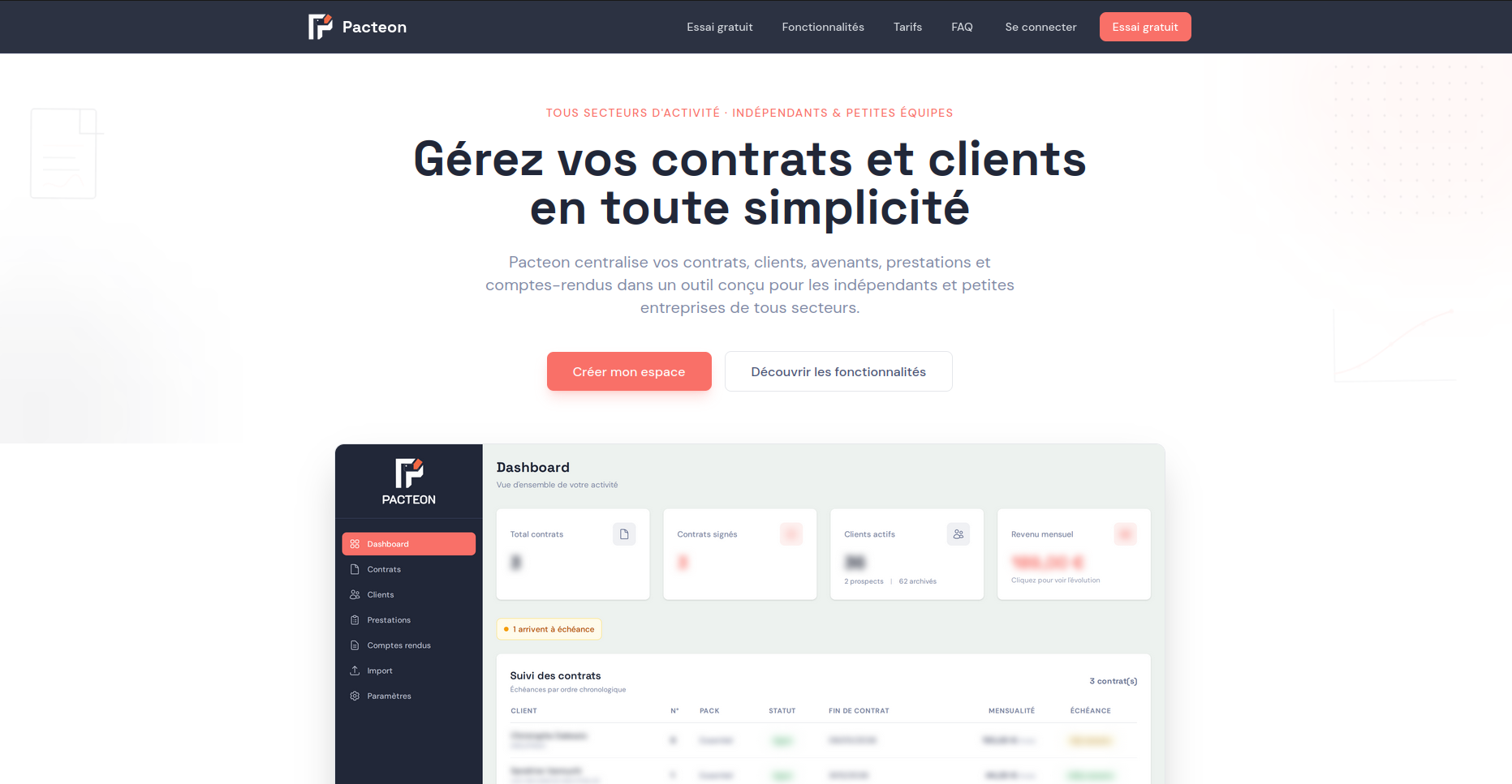 Aperçu de l'interface de Pacteon